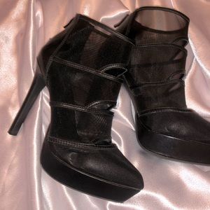 BCBG 5 1/2’ Black Mesh Stiletto’s. Super cute on!